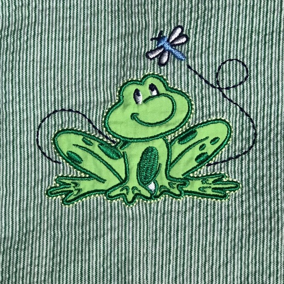 Green Frog Shortall Romper Size 6-9 months UR IT - Picture 8 of 11